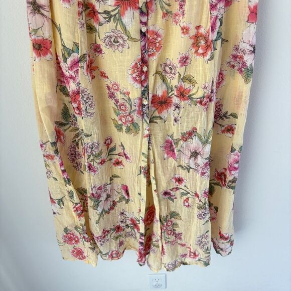 Billabong linger here yellow floral off the shoulder maxi dress size medium boho - Picture 4 of 16